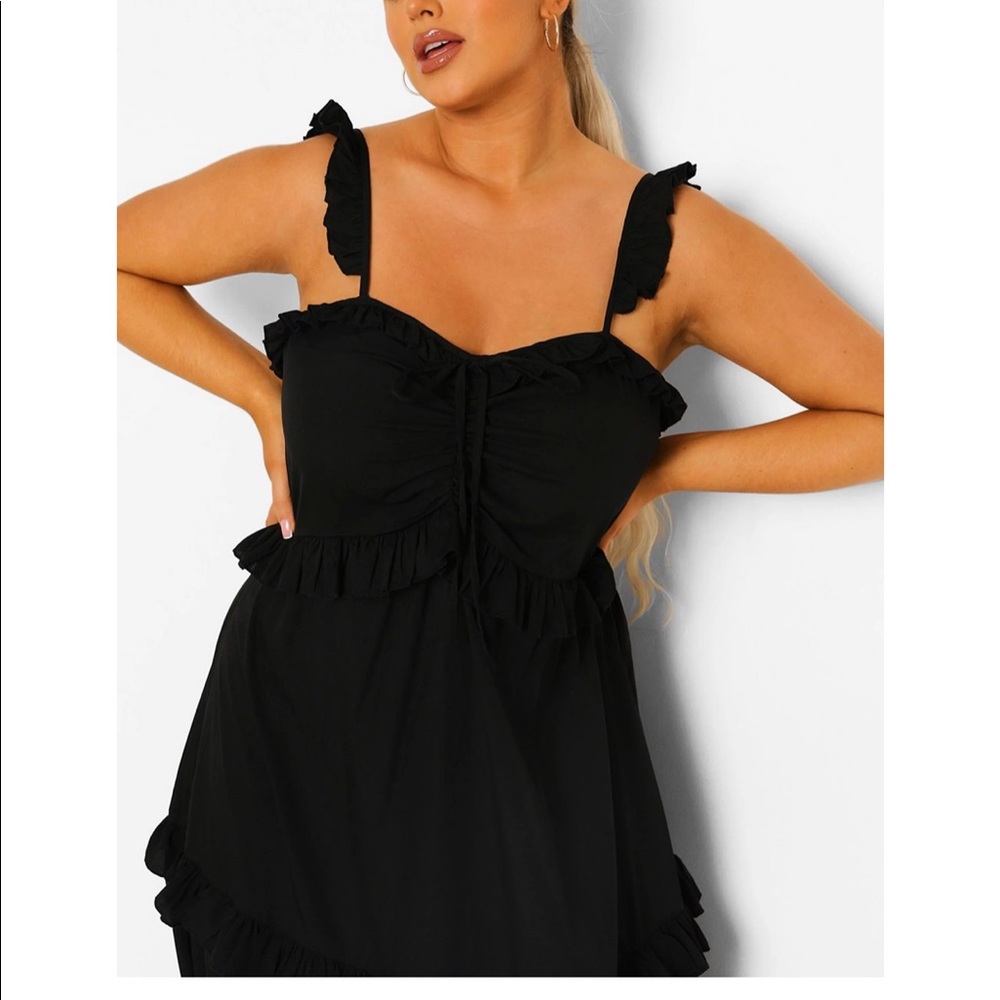 Boohoo Ruffle Tiered Black Sleeveless Maxi Dress - Picture 6 of 11